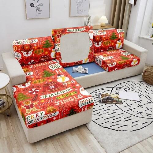 Christmas Themed Stretch Sofa Seat Cushion Cover Sofa Covers for Living Room Removable Elastic Seat Cover Furniture Protector