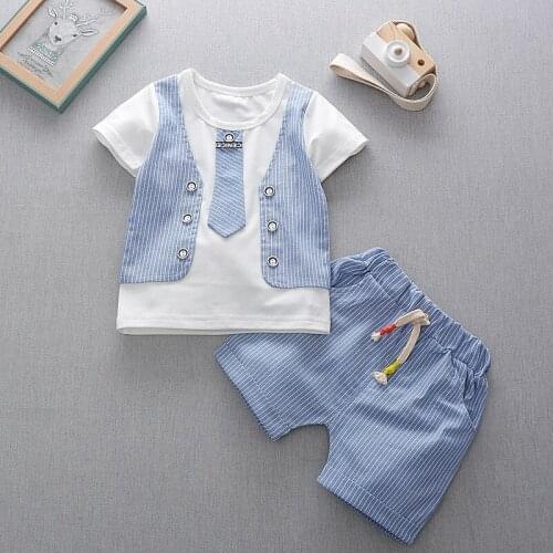 Baby boys summer clothing set short-sleeved T shirt+shorts 2 pieces clothing set casual cotton new style boys clothes DS29