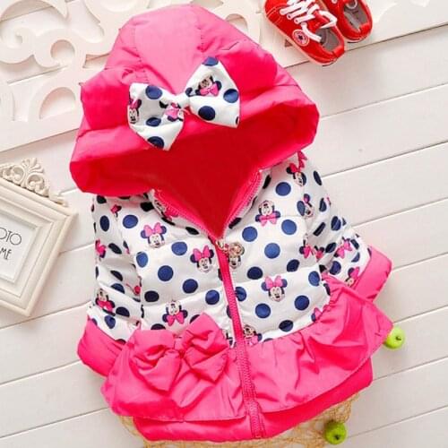 Girls Jackets Fashion Minnie Cartoon Clothing Coat Baby Girl Winter Warm and Casual Outerwear for 1-4 Years Old Kids Jackets