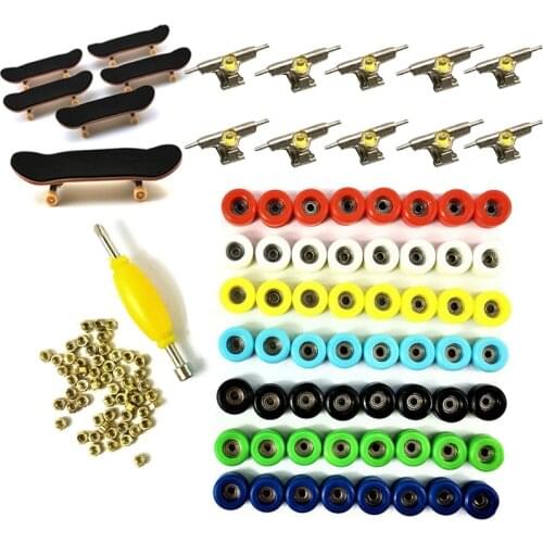 Lot Canadian Maple Wooden Deck Fingerboard Skateboards & Bearing Wheels Trucks Nuts Screw Driver Accessories Toys