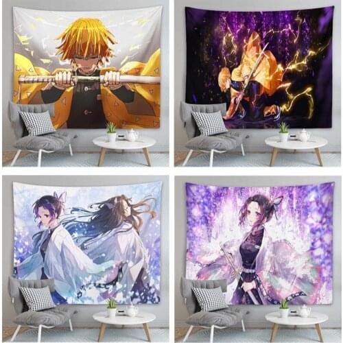Kawaii Loli Anime Demon Slayer Figure Tapestry Japanese Hidden Warrior Ninja Anime Tapestry Lovely Wall Décor 2D Life Room Decor