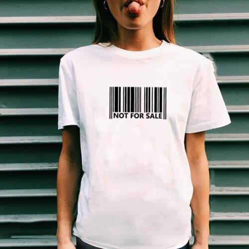 Not for Sale Barcode Print Tee Shirt Femme O-neck Short Sleeve Cotton T Shirt Women Loose T Shirts for Women Tops