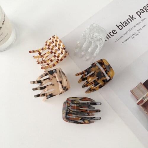 New Ins Acetate Mini Hair Claw Clip Hair Accessories Checkered Plaid Grid Geometric Claw Clip Small Size Hair Clamps Grab Women