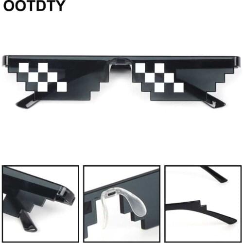 Thug Life Glasses Deal With It Glasses Pixel Women Men Black Mosaic Sunglasses