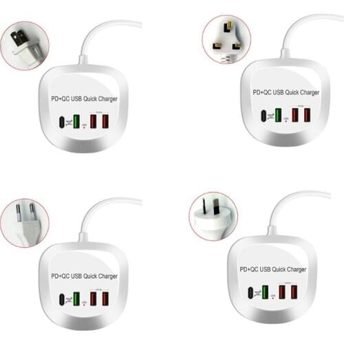 T5EE PD20W+QC3.0 4 Ports Fast Charge Mobile Phone Charger 3100 (mA) British Plugs/ U. S. Plugs/ European Plugs/ Aus-sie Plugs