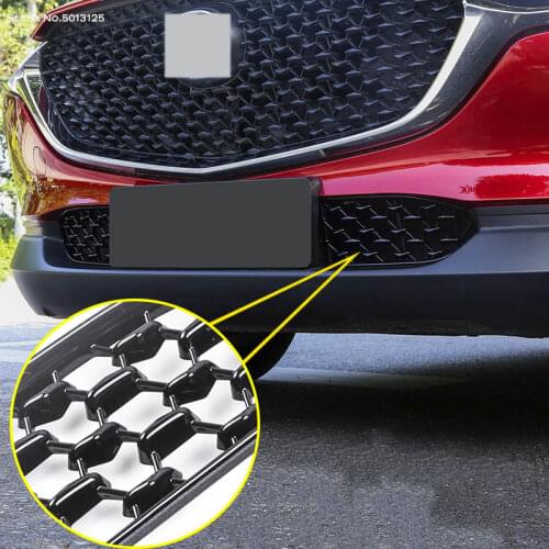 Front Lower Bumper Grill Grille Moulding Cover For Mazda CX30 CX-30 2020-2021 Car Front Bottom Middle Net Decoration Black