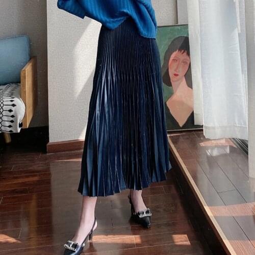 2021 spring and summer miyake pleated skirt new high-end niche design high waist loose casual folda large long skirt for woman