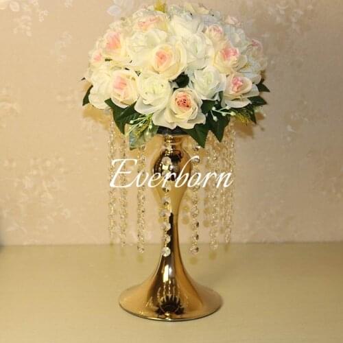 33cm, 48cm Height Gold flower stand Metal Candle Holder Acrylic Tabletop Chandelier for Wedding Decorations Centerpiece