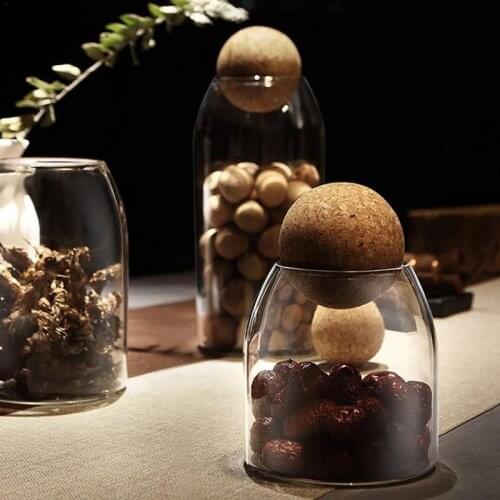 Transparent Glass Cork Seasoning Storage Tank Sealed Tea Cans Dried Fruit Cereal Storages Jars Coffee Snacks Storage Tools