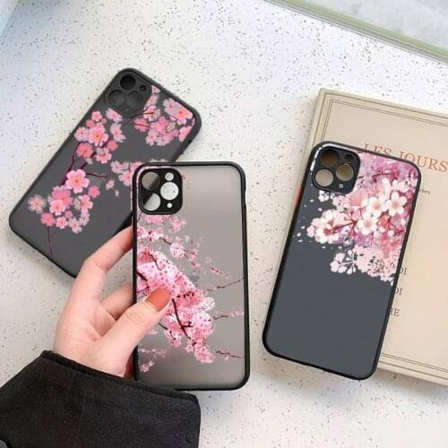 Cherry blossoms luxury shell Phone Cases funda matte transparent For iphone 7 8 11 12 plus mini x xs xr pro max cover