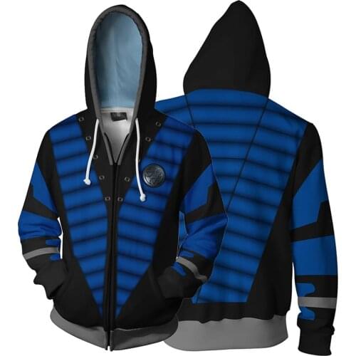 Mortal Kombat Cosplay Hoodie 3D Printed Hooded Sweatshirt Men Women Casual Streetwear Zip Up Jacket Coat