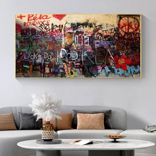 Street Graffiti Art Canvas Painting on The Wall Watercolor Posters and Prints Wall Art Canvas Picture for Living Room Home Decor