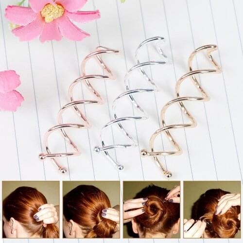 10Pcs Gold Silver Color Black Rose Gold Women Spiral Spin Screw Pin Hair Clip Twist Barrette Hairpins for Women Girl