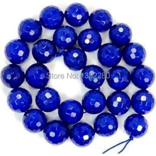 ! 10mm Facet Blue chalcedony stone Round Loose Beads 15'' Fashion DIY Girl Jewelry Making JT5166