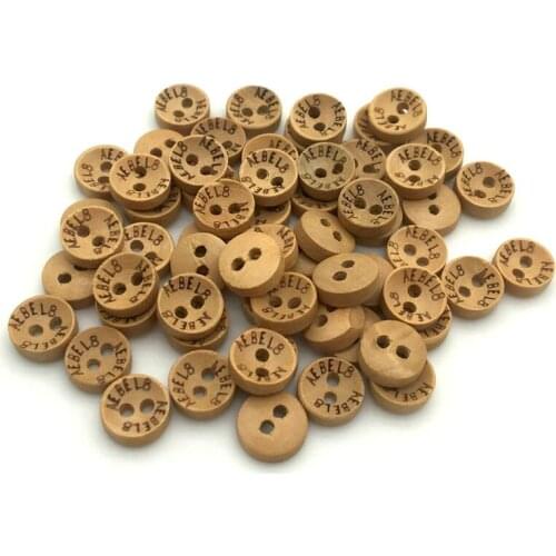 100/200 PCS Mini 9mm Leather Brown 2-Holes Round Wooden Buttons For Sewing Clothing Scrapbooking Crafts Home Decor SC056