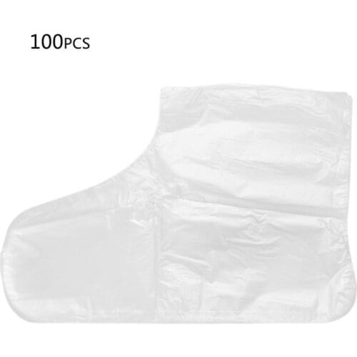 100Pcs/Pack Disposable Plastic Foot Covers Transparent Shoes Cover Paraffin Bath Wax SPA Therapy Bags Liner Booties