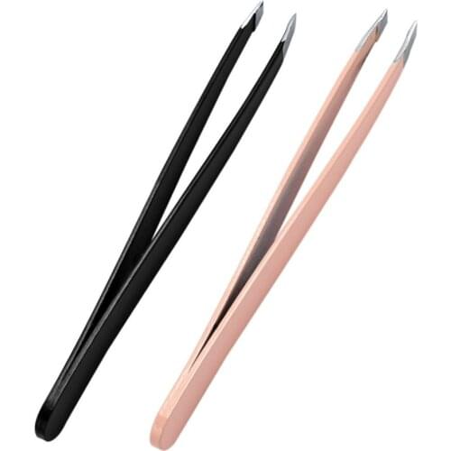 2pcs Eyebrow Clips Stainless Steel Tweezers Fixed Oblique Mouth Eyebrow Trimmer Clip Cosmetic Beauty Makeup Tools