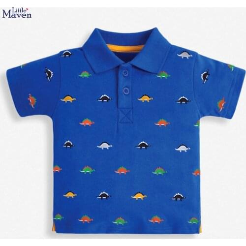 Children 2021 Summer Baby Boy Tee Tops Kids 2-7 Years Clothes Dinosaur Print Brand Casual Cotton Blue T Shirt 51885
