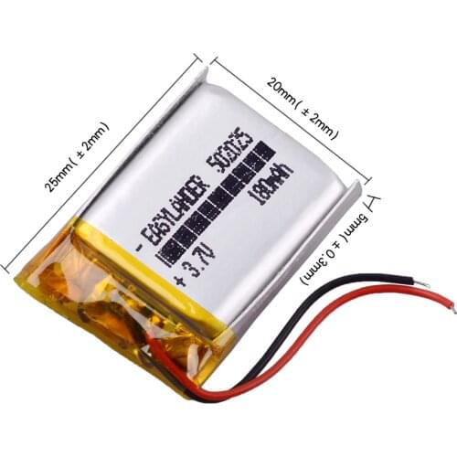 3.7V 180mAh 502025 Lithium Polymer Li-Po li ion recorder advocam Registrar car dvr video recorder ADVOCAM FD headset eamey p3