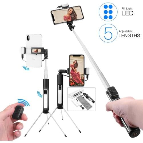 3 In 1 Selfie Stick Extendable Selfie Tripod Monopod With BT Wireless Remote Control For 3.5-6inch Mobile Phone Selfie Stick DE