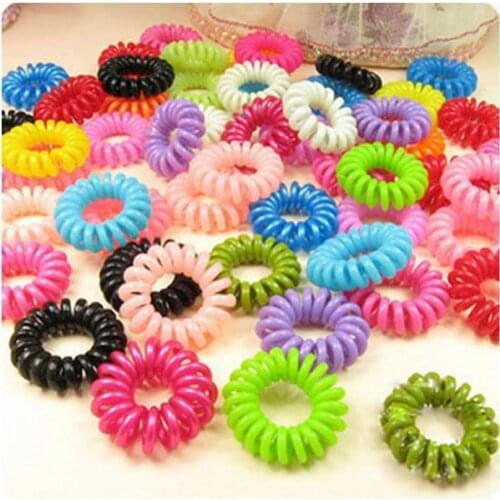 500Pcs/lot Candy jelly Color Elastic Telephone Wire Cord Head Ties Hair Rubber Bands Rope Ring For Girls Ladies