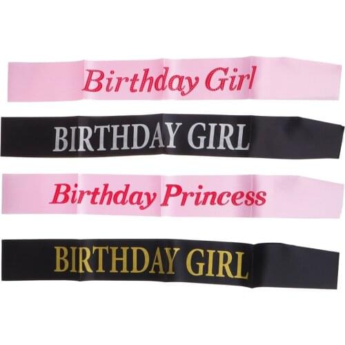 Birthday Girl Princess Glitter Satin Sash Happy Birthday Party Favor Gift Cool Black 10th 15th 16th 18th 20th 21st 30th 40th