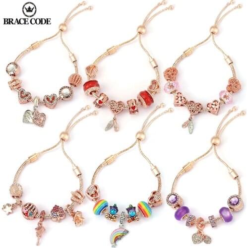 BRACE CODE Rose Gold charm Lady Charm Bracelet Size Adjustable Brand Lady Gift Cross-border Supply Fine Gifts