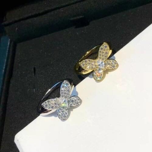 Brand Pure 925 Sterling Silver Jewelry For Women Butterfly Ring CZDiamond Rings Wedding Jewelry