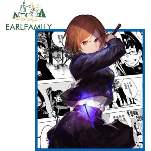 EARLFAMILY 13cm x 10.5cm for Jujutsu Kaisen Kugisaki Nobara Car Sticker Camper Anime Decal Graffiti Surfboard Trunk Laptop Decor
