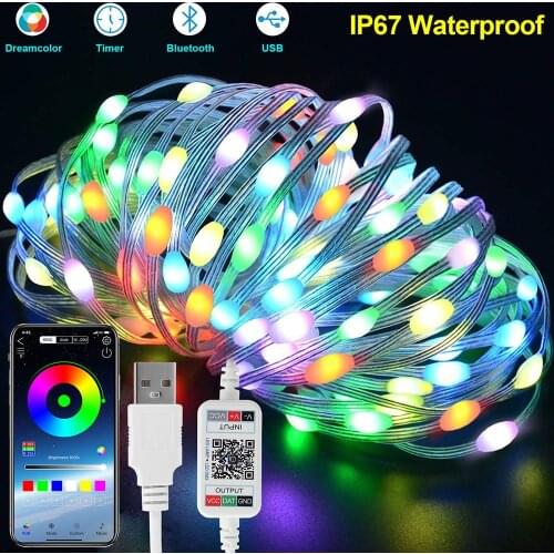 Smart Bluetooth-compatible USB LED Fairy String App Controlled Waterproof Lights 5M/10M 50-100LED Timer String Lights Lighting