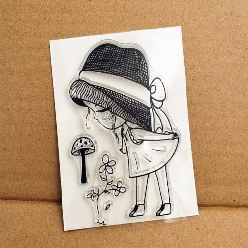 Hot selling Mushroom girl alphabet transparent clear stamp / silicone seal roller stamp DIY scrapbook album / card production