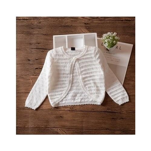 Spring Thin Plain Cute Girls Jacket Kids Coat White Children Sweet Cotton Cardigan Coat 1 2 3 4 5 6 7 8 Year Kid Clothes 205019