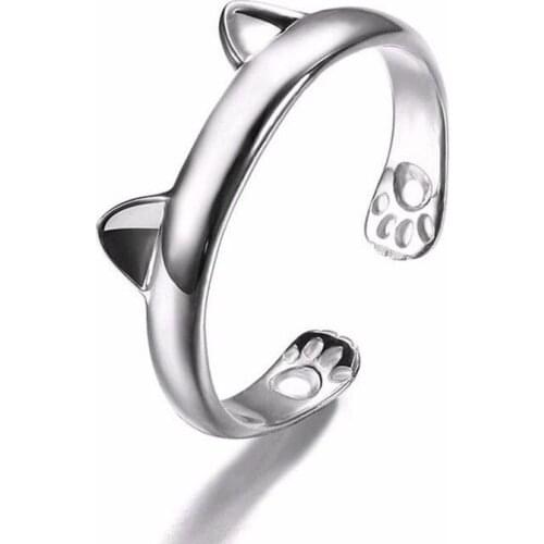 Fashion Cat Ear Rings for Women Bijoux Gift Female Adjustable Size Finger Rings Open Ring Jewelry Gifts Wholesale