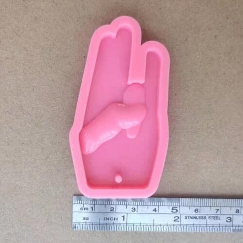 Love Gesture Hand Pendant Keychain Resin Casting Mold Mermaid-Scales Shaped Keychain Silicone Mold Resin Crafting Tools X4YA