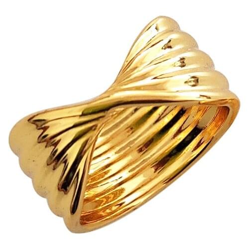 Copper fine polishing ring simple wave texture advanced sense ripple wide version