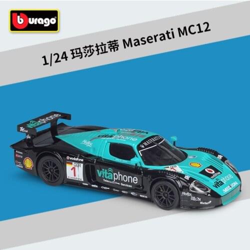 Halolo Bburago 1:24 Model Car Simulation Alloy Racing Metal Toy Car Children Toy Gift Collection Maserati MC12 Toy With Base