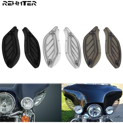 Motorcycle 2PCS Adjustable Side Wing Windshield Air Deflector Black/Grey/Smoke ABS For Harley Touring Street Glide Ultra Classic