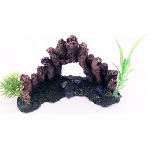 New Aquarium Decoration Stylish Retro Stone Decor Door Pillars Cave Ornament Manual Resin Landscaping For Aquarium Fish Tank