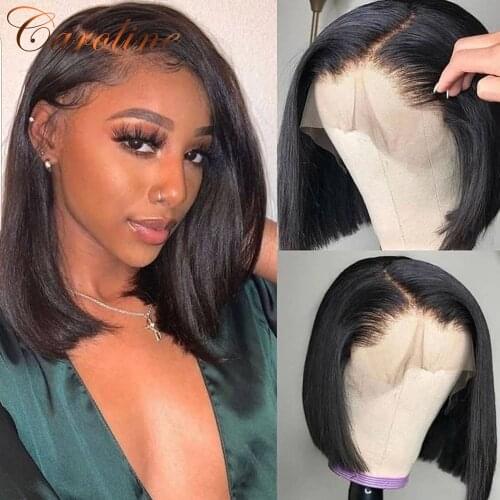 13X4 Brazilian Straight Bob Lace Frontal Wig 180 Density 13x4x1 Bob Straight Wig Lace Front Human Hair Wigs For Women
