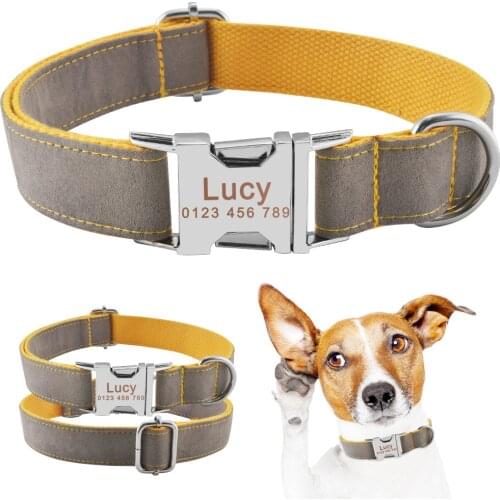 Personalized Dog Collar Blue Nylon Free Engraved Pet Dogs Name ID Number Collars