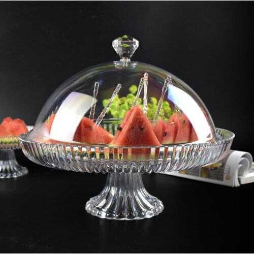 High Base Plate Lid Sampling Plastic Transparent Snack cake fruit Acrylic Trial tray Household round Circle Candy Dish