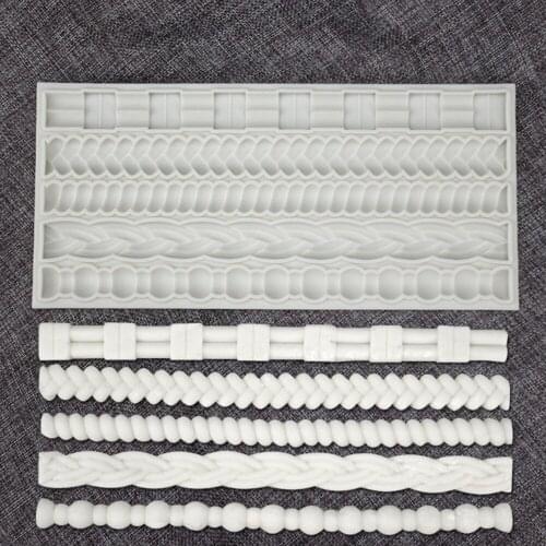 Woven Rope Cake Decoration Silicone Mold DIY Cake Baking Frame Decoration Baking Tools Woven Rope Pearl Strip Silicone Mold