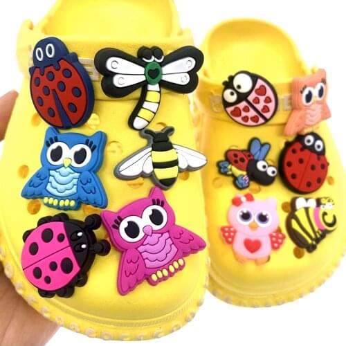 1PCS Silicone Shoes Charms Cartoon Animal Hole Slipper Insect Accessories For Kids Party Gifts Wristband Decoration Croc JIBIZT