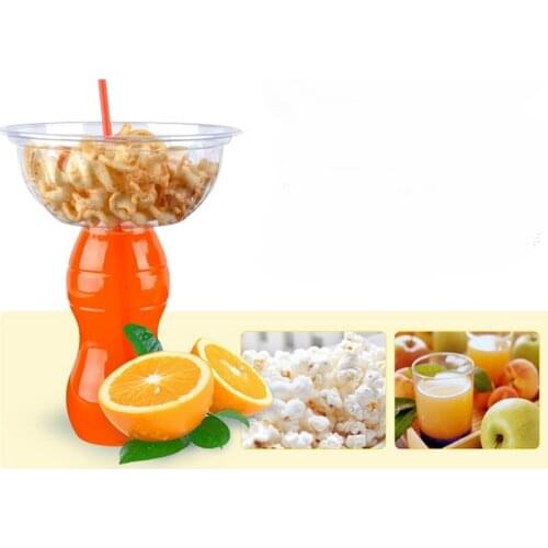 12OZ 16OZ Clear Plastic Drinking Bottle with Bowl 2 in 1 Juice Popcorn Cup Creative Party Snack Chips Cup 10pcs/lot DEC217