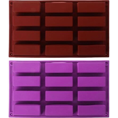 12 Cavity Rectangle Silicone Soap Cake Mold Candy Baking Bakeware Mould Ice Cube Tray Handmade DIY for kitchen accessories