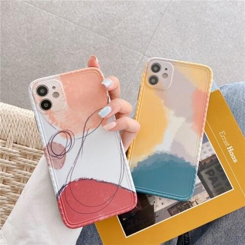 Luxury Retro abstract line picture art Phone Case For iPhone 11 Pro Max case Cute cover for iPhone XS XR X 7 8 Plus 7Plus Case