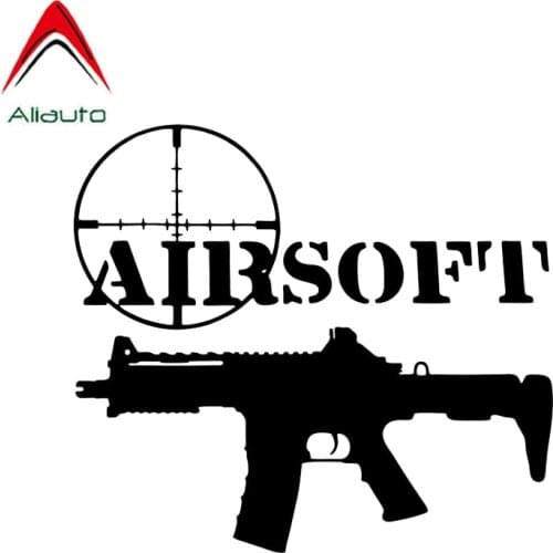 Aliauto Coolest Airsoft Gun Decoration Car Sticker Vinyl Personality Sunscreen Waterproof Motorcycle Accessories,13cm*12cm