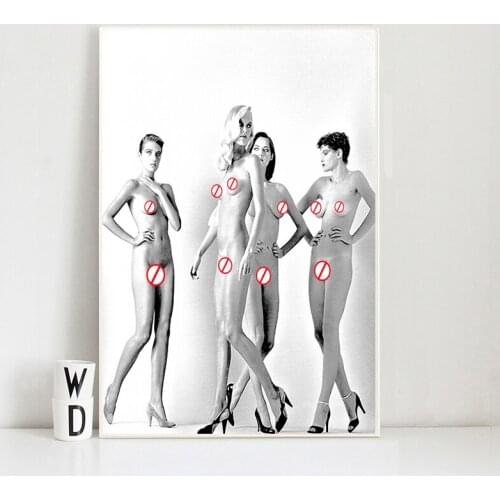 Modern Black and White Street Pictures Canvas Painting Sexy Women Room Decor Model Nude Art Poster Printing Living Room Decor