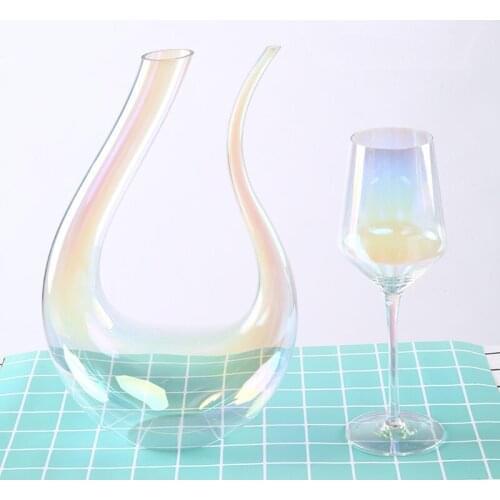 Glass Decanter Colorful U Shape Wine Dispenser Drinkware Nordic Transparent Goblet Cup Waterware Bar Home Kitchen Decoration