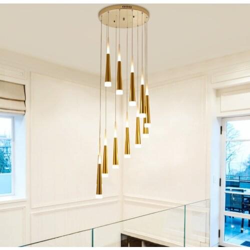 LED Ring Chandelier Lamp Living room Bedroom Kitchen staircase chandelier Lighting Indoor home long stair chandelier